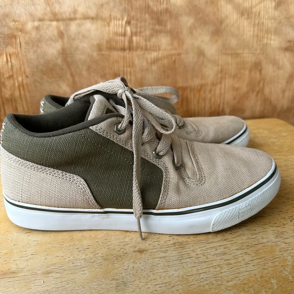 Ipath Hemp Canvas Skate Mid Top Sneakers Tan Green - Picture 5 of 11